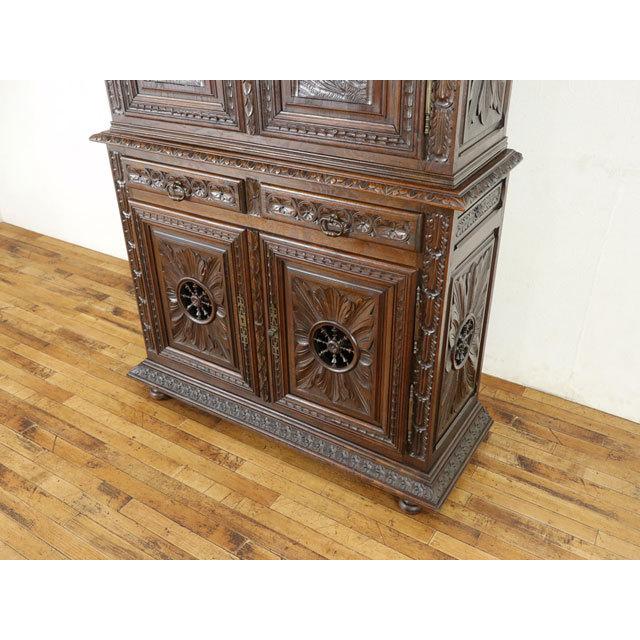 限定値下げ‼︎アンティーク キャビネット 木製彫刻入り西洋　家具 アンティーク調コレクションキャビネット <幅60／幅80cm