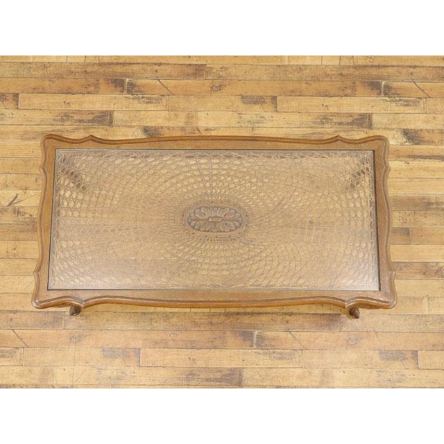 古家具 ビンテージ品◾️籐ラタンフレーム 間接照明 ガラス天板付き