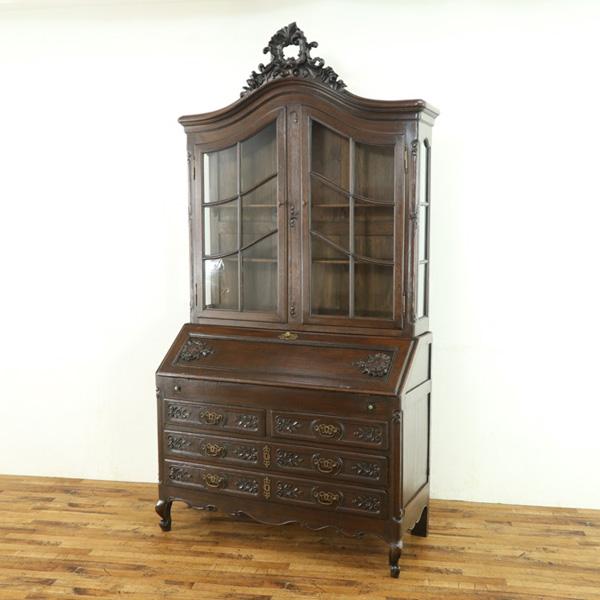 【訳あり】猫脚ライティングビューロー アンティーク家具 猫脚ブックビューロー フランスアンティーク家具 ディスプレイ 収納