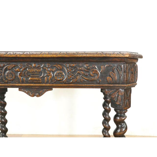 ルネサンス様式 サイドテーブル 美しい彫刻 ツイストレッグ テーブル