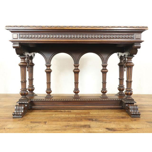 ライブラリーテーブル ルネサンス様式のテーブル 素晴らしい彫刻 書斎