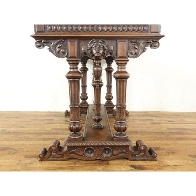 ライブラリーテーブル ルネサンス様式のテーブル 素晴らしい彫刻 書斎