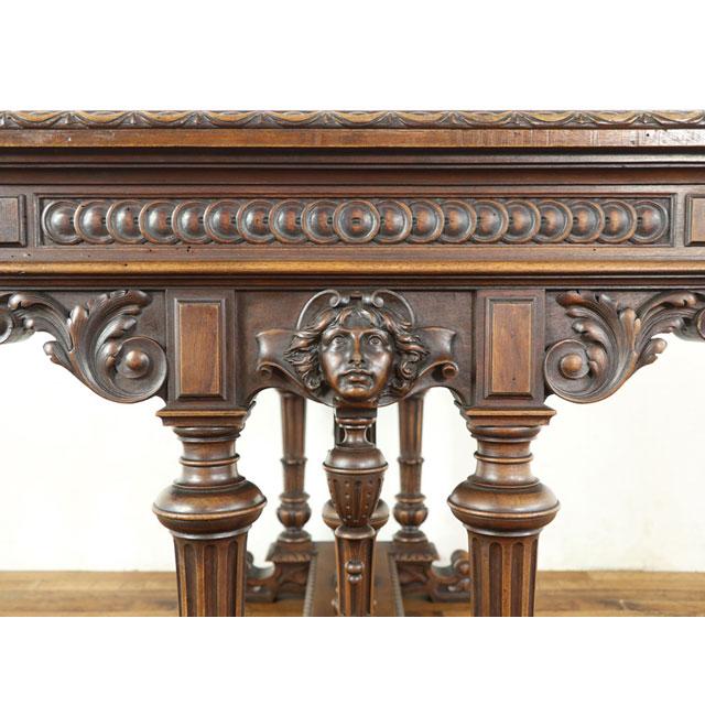 ライブラリーテーブル ルネサンス様式のテーブル 素晴らしい彫刻 書斎