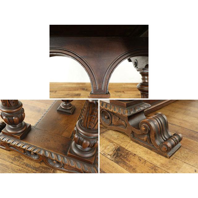 ライブラリーテーブル ルネサンス様式のテーブル 素晴らしい彫刻 書斎