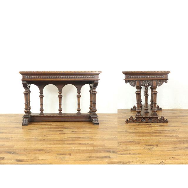 ライブラリーテーブル ルネサンス様式のテーブル 素晴らしい彫刻 書斎