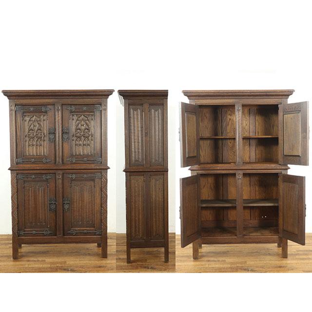 アンティーク キャビネット 少し薄型 ゴシックスタイル キャビネット 64595 アンティーク