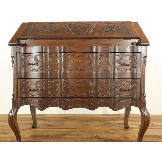 フランス ライティングビューロー 美しい彫刻 華やかな雰囲気 デスク内