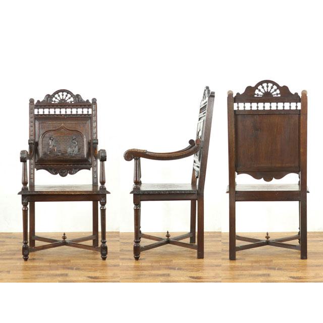 アンティークアームチェア 肘掛け椅子 美しいデザインと彫刻 フランス