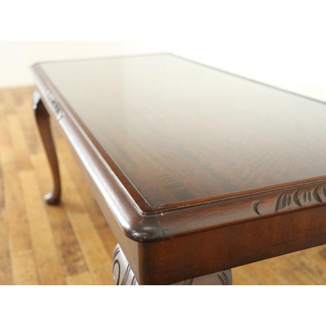ガラストップコーヒーテーブル 猫脚 幅108×奥48×高46cm 木製天板 ガラストップコーヒーテーブル 猫脚 幅108×奥48×高46cm 木製天板