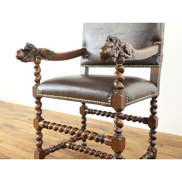 アンティーク アームチェア 肘掛け椅子 ツイストレッグ ボールアンド