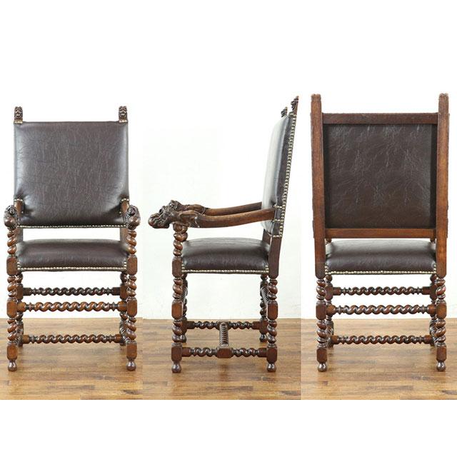 アンティーク アームチェア 肘掛け椅子 ツイストレッグ ボールアンド