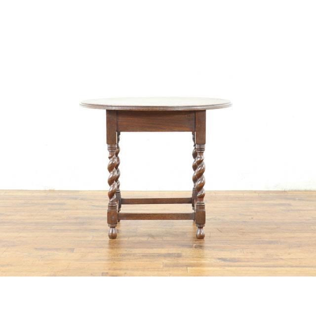 アンティーク コーヒーテーブル 丸形天板 かわいい ツイストレッグ