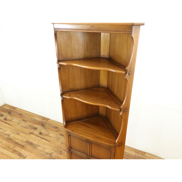 コーナーキャビネット 飾り棚 収納棚 上部はオープンラック 下部は木製