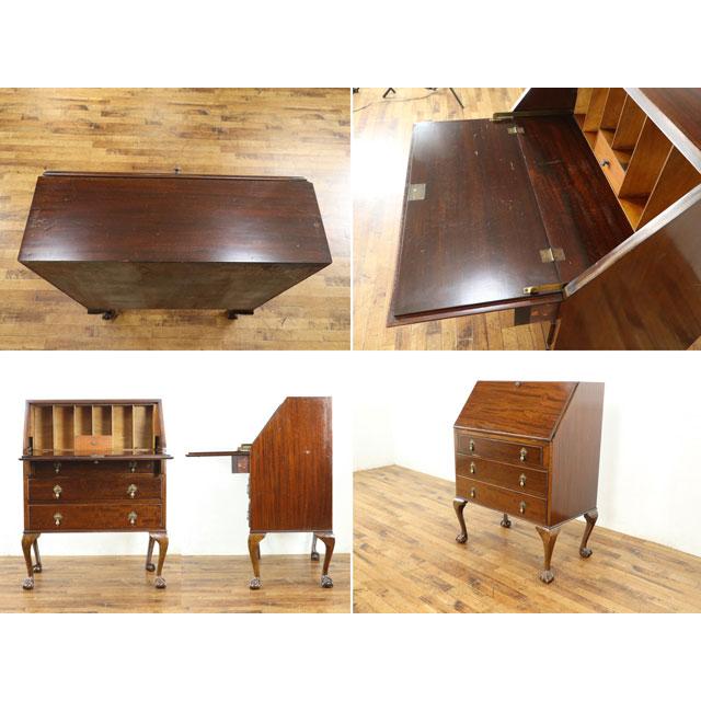 アンティーク ライティングビューロー すっきり上品な印象 杢目を