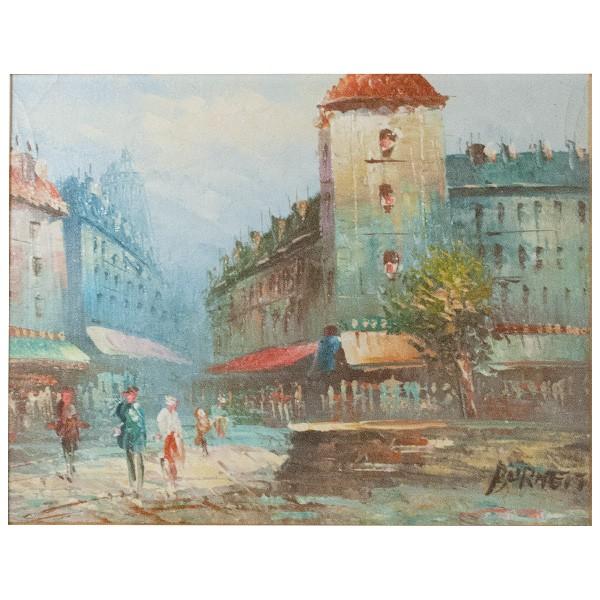 BURNET フランス人画家 パリの風景画 油彩 2号 : アンティーク BURNET フランス人画家 パリの風景画 油彩 2号 : アンティーク