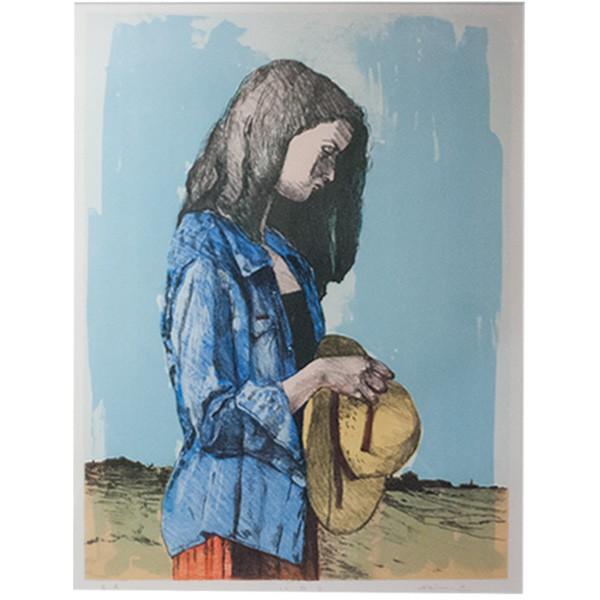 大津英敏 ノルマンディーへの旅 少女 人物画 作家直筆サイン 版画 絵画 真作 大津英敏 ノルマンディーへの旅 少女 人物画 作家直筆サイン