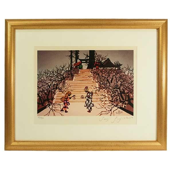 土佐光起筆弓師職人絵彩色木版画職業台紙に貼ってあります