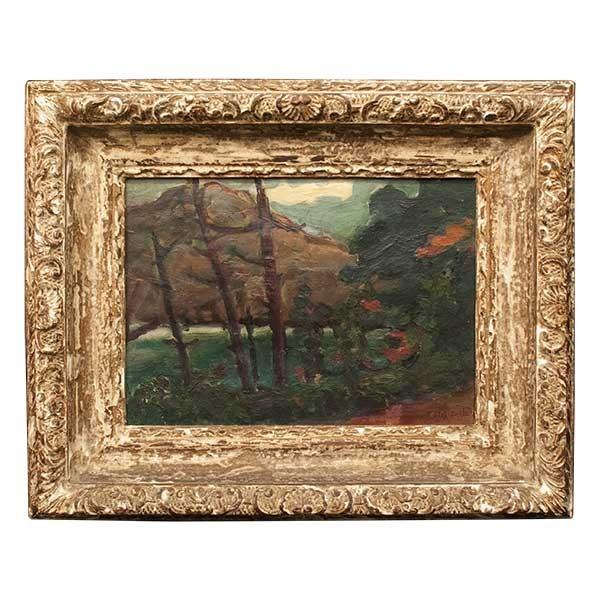 溝口稠　「湖畔秋色」　油彩4号　大正昭和アナキスト前衛画家 | 