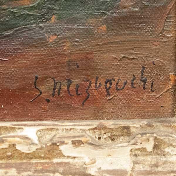 溝口稠 「湖畔秋色」 油彩4号 大正昭和アナキスト前衛画家