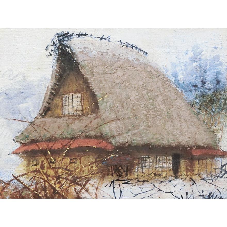 内田光之助 「すすき」 油彩画 F3号 肉筆 日動画廊取扱シール p-118