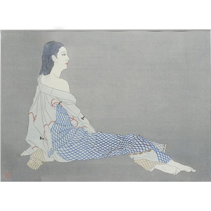 加山又造 「綱」 オリジナル木版画 限定200部の内157部 アダチ版画