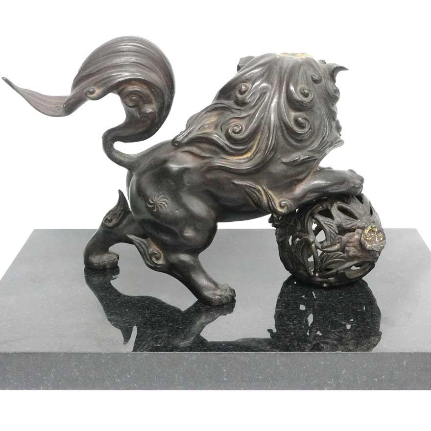 秀山造 玉獅子 高岡銅器 台座付き : アンティーク慈光 - 通販 - Yahoo
