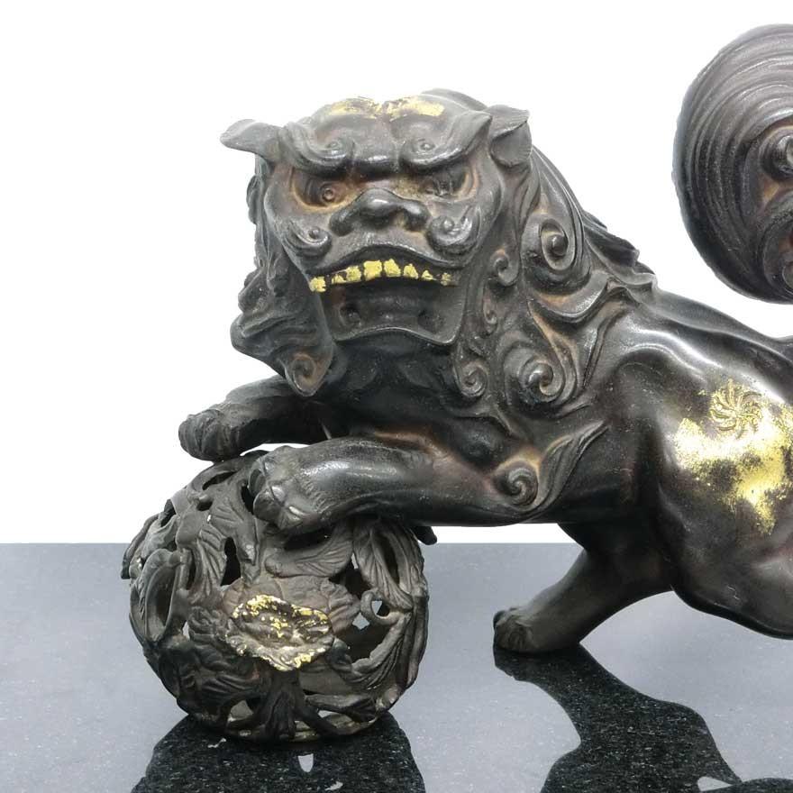玉獅子　秀山造　高岡銅器 秀山造 玉獅子 高岡銅器 台座付き : アンティーク慈光 - 通販