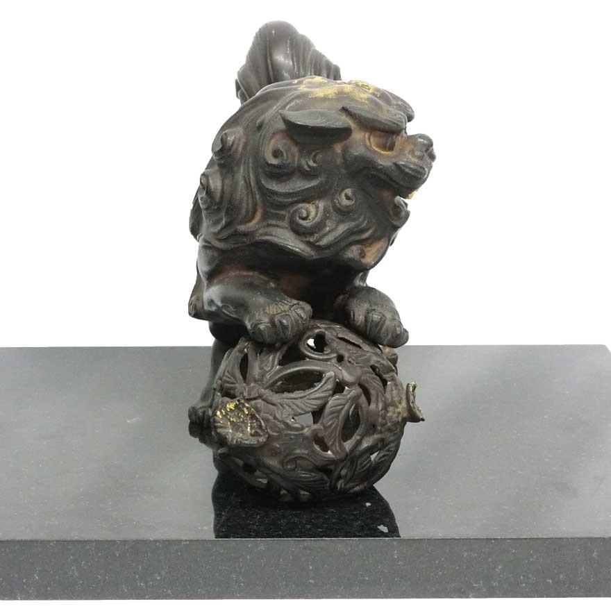 秀山造 玉獅子 高岡銅器 台座付き : アンティーク慈光 - 通販 - Yahoo