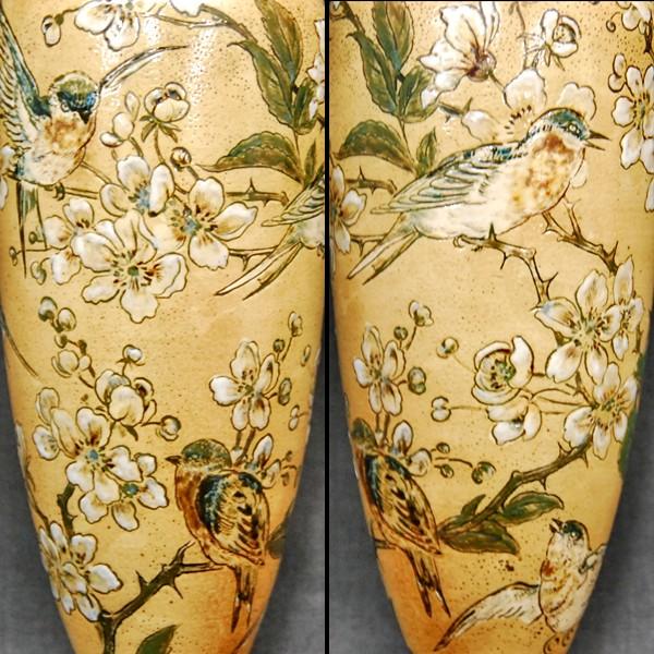 R.W.Martin Brothers 花瓶 「鳥花模様」1890年 : アンティーク慈光