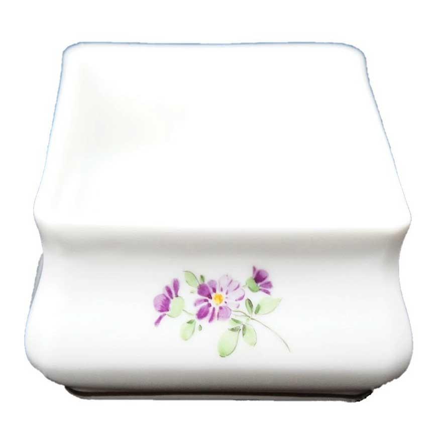 【マイセン】花柄小物入れ マイセン MEISSEN 蓋付き方形小物入れ 五つ花 花文 金彩