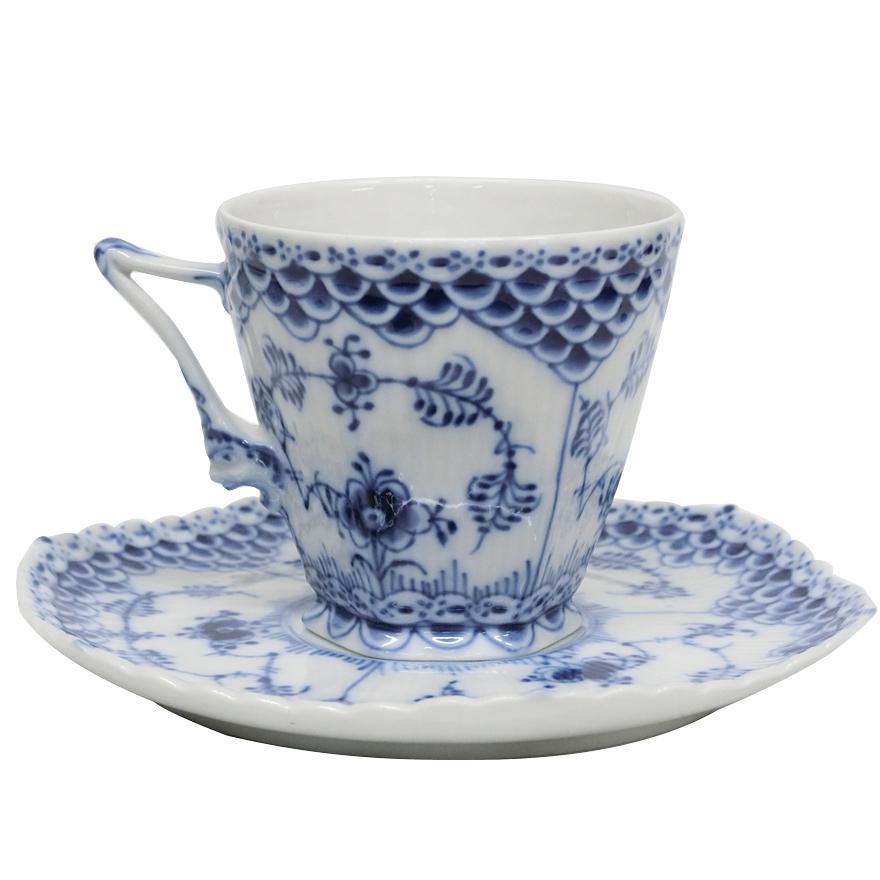 レア物希少ブルーフルーテッド フルレースカップ ソーサー皿のみ２枚 ロイヤルコペンハーゲン ブルー フルーテッド フルレース カップ