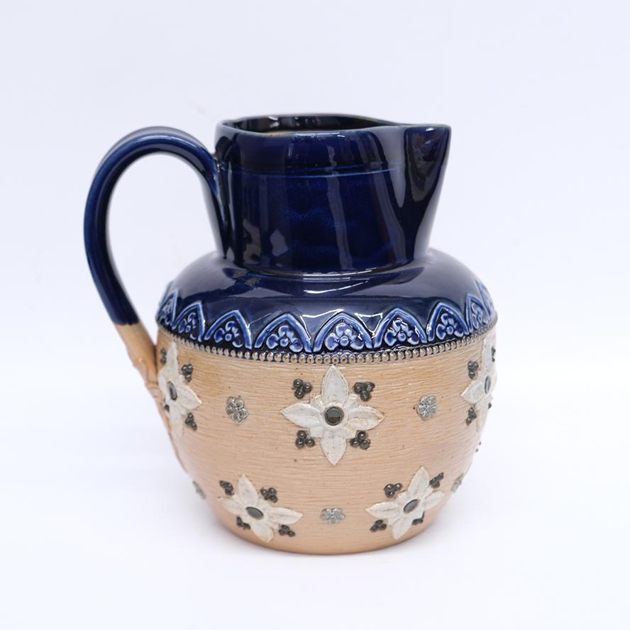 ロイヤルドルトン　ランベス窯　葉紋水指　23cm　19世紀 Royal Doulton ロイヤルドルトン ランベス窯 蓋付ピッチャー t-186