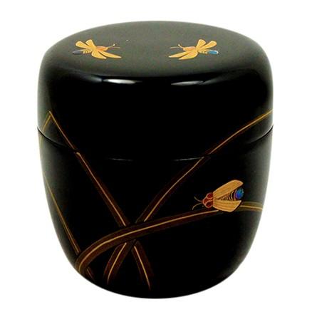 茶道具 輪島塗 清水庄三作 扇面蒔絵 棗 共布共箱 V 8049