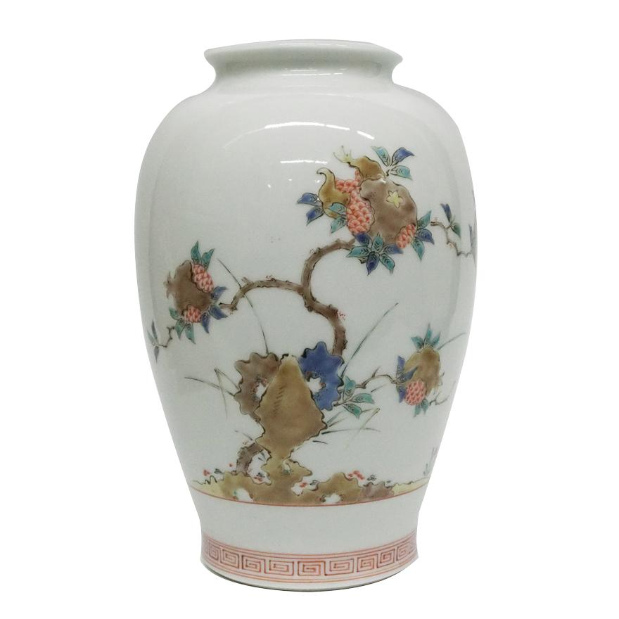 陶器 高さ38cm／和風 壺 花器 インテリア 壺 花器 花生【深川製磁】花瓶 9号 耳付 金襴桜 有田焼 工芸品