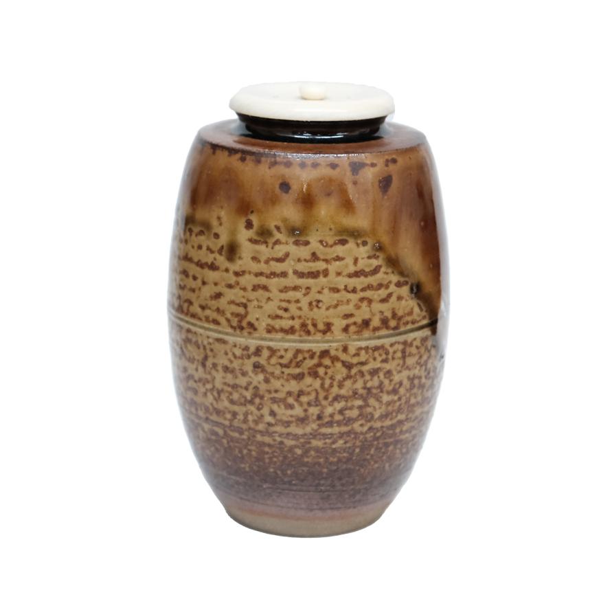 勝龍寺窯 大名物 鎗の鞘写茶入 共箱 仕覆(金剛金襴) 茶道具 y-399