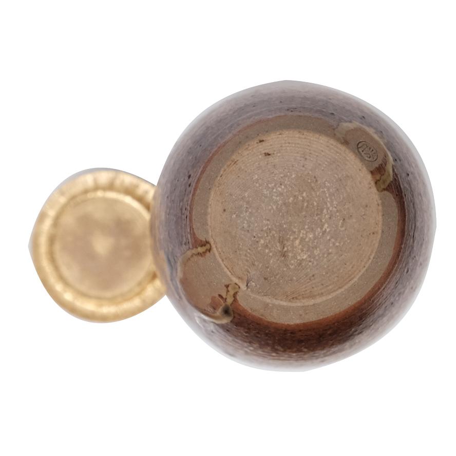勝龍寺窯 大名物 鎗の鞘写茶入 共箱 仕覆(金剛金襴) 茶道具 y-399