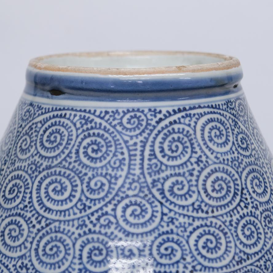 古伊万里 染付蛸唐草文沈香壺 高30cm 江戸中期 y-401 : アンティーク