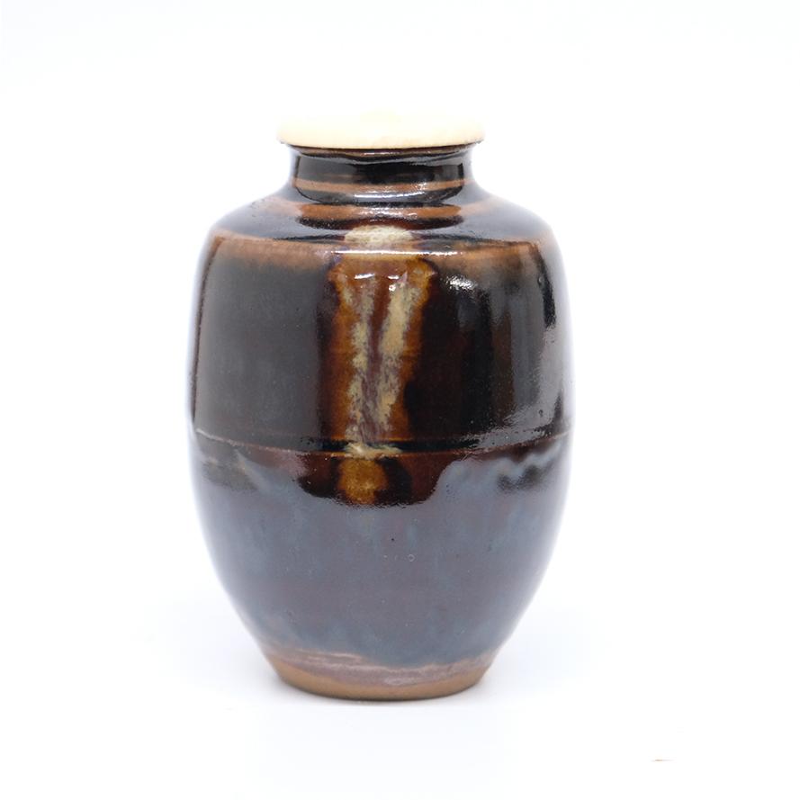 茶道具　高取茶入　清水茂生作　高取茶入　美品！！ 清水茂生 高取焼 茶入 茶道具 共箱 仕覆(七宝雪月花) 茶道具 y-405