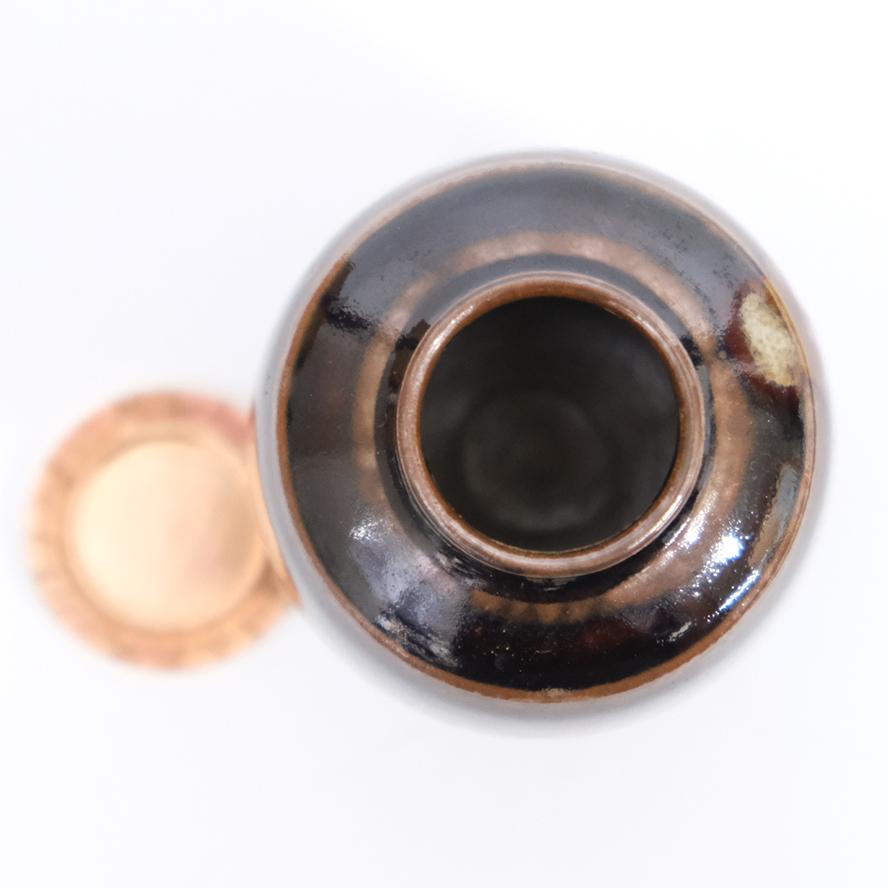 清水茂生 高取焼 茶入 茶道具 共箱 仕覆(七宝雪月花) 茶道具 y-405