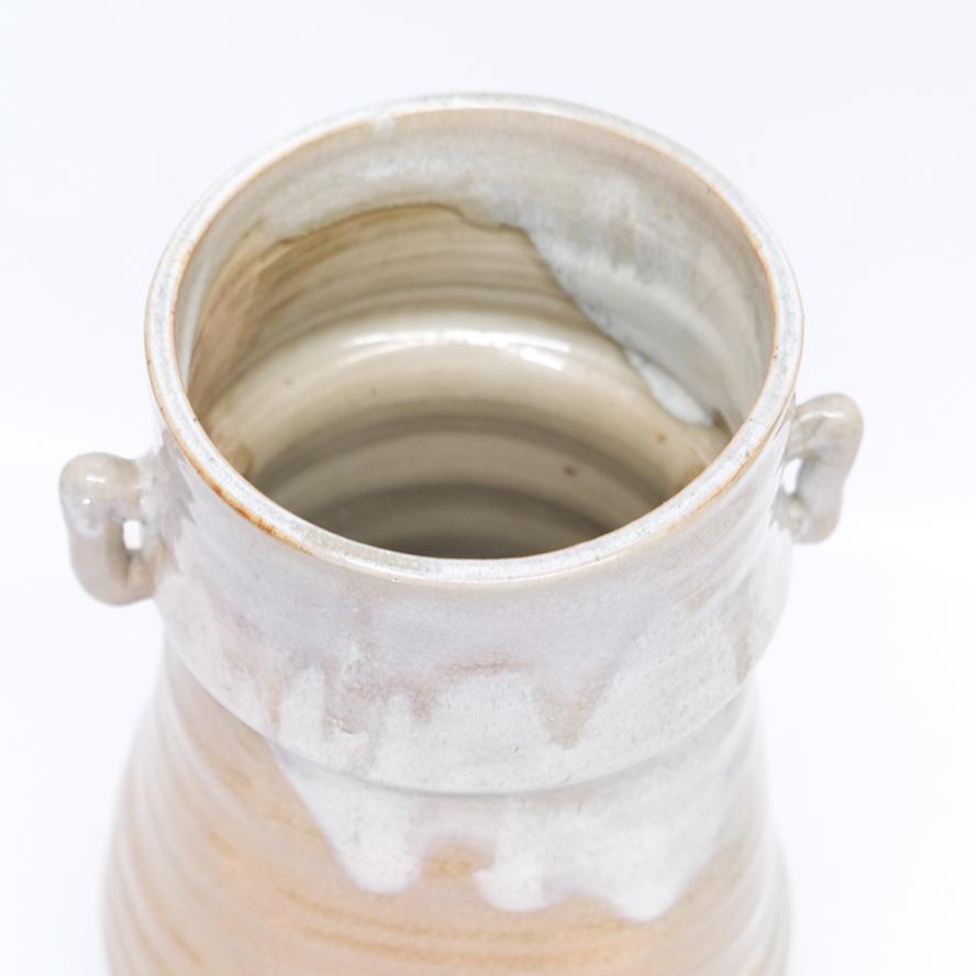 坂田泥華　萩耳付花瓶　花器　共箱　y-411 【PEPITA】
