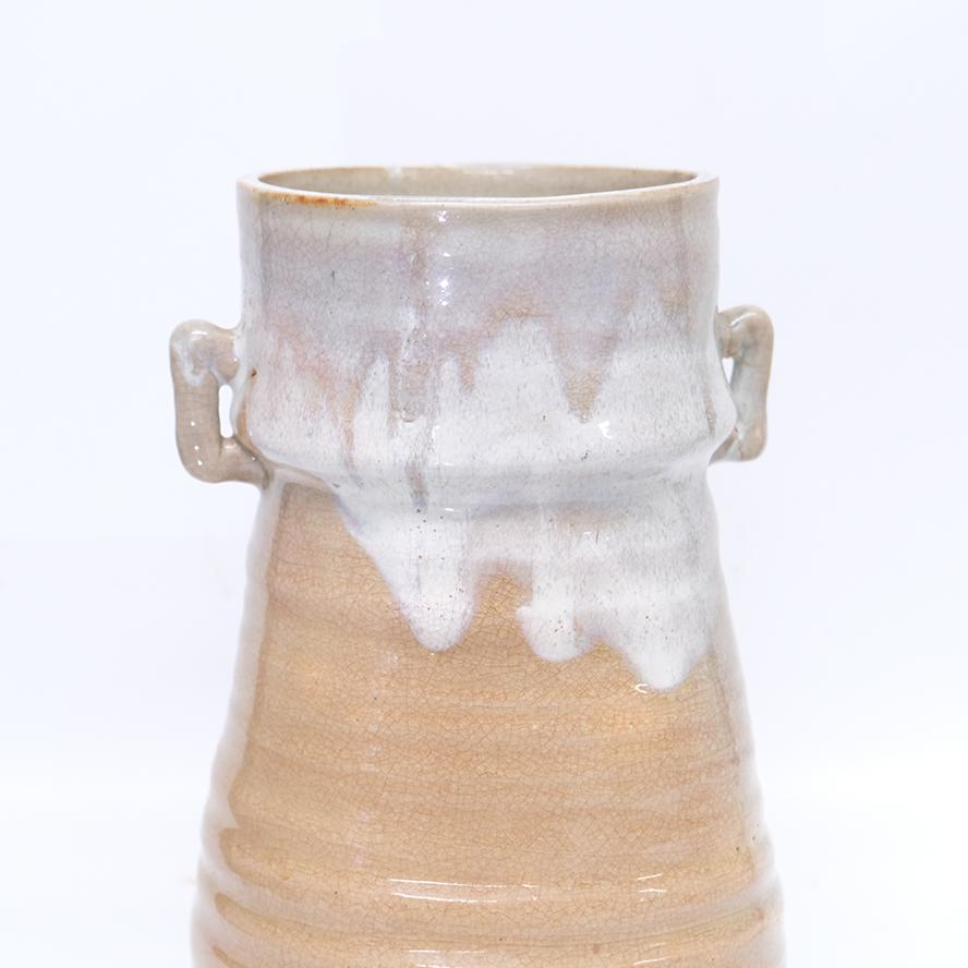坂田泥華　萩耳付花瓶　花器　共箱　y-411 【PEPITA】