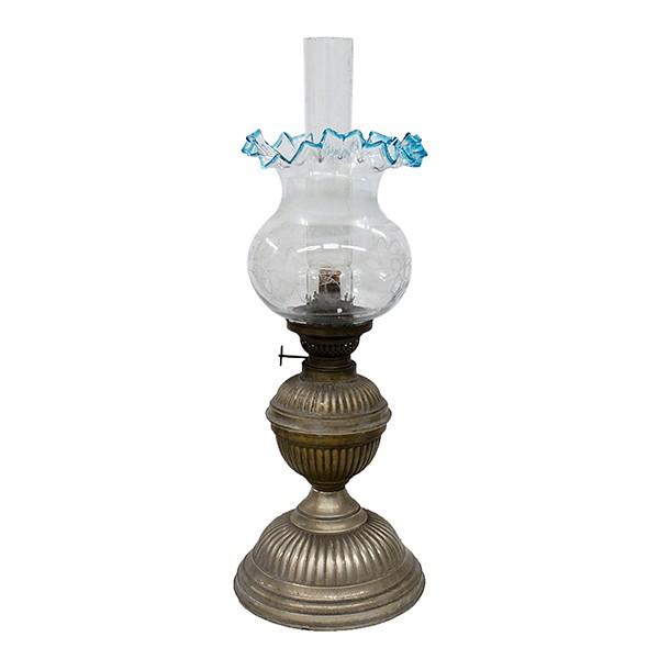 大正ロマン オイルランプ 千段巻笠 (フリルシェード) 日本製