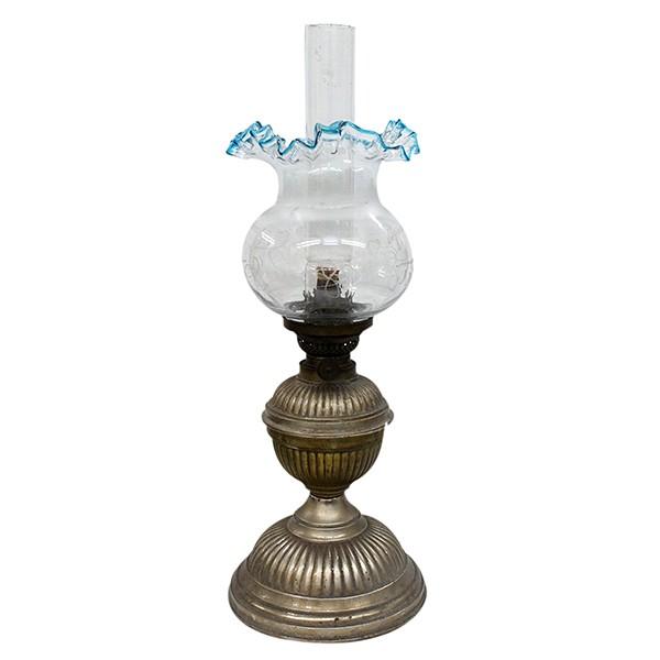 大正ロマン オイルランプ 千段巻笠 (フリルシェード) 日本製