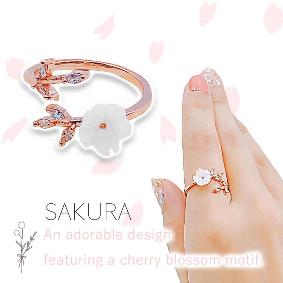サイズ調整可 リング 指輪 フラワー 桜 オープンリング フリーサイズ ファッションリング アジャスタブルリング 水晶 ラインストーン レディース メンズ |  | 01