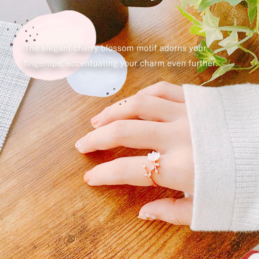 サイズ調整可 リング 指輪 フラワー 桜 オープンリング フリーサイズ ファッションリング アジャスタブルリング 水晶 ラインストーン レディース メンズ |  | 03