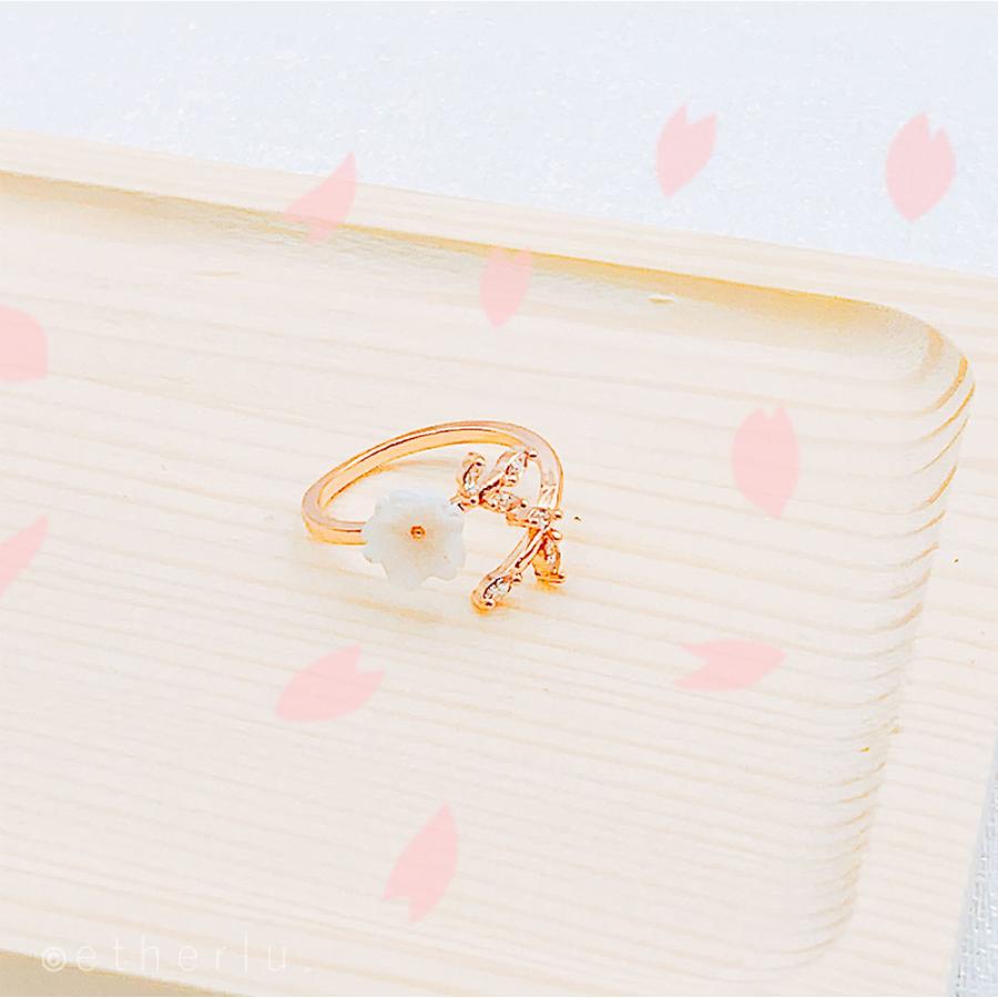サイズ調整可 リング 指輪 フラワー 桜 オープンリング フリーサイズ ファッションリング アジャスタブルリング 水晶 ラインストーン レディース メンズ |  | 06