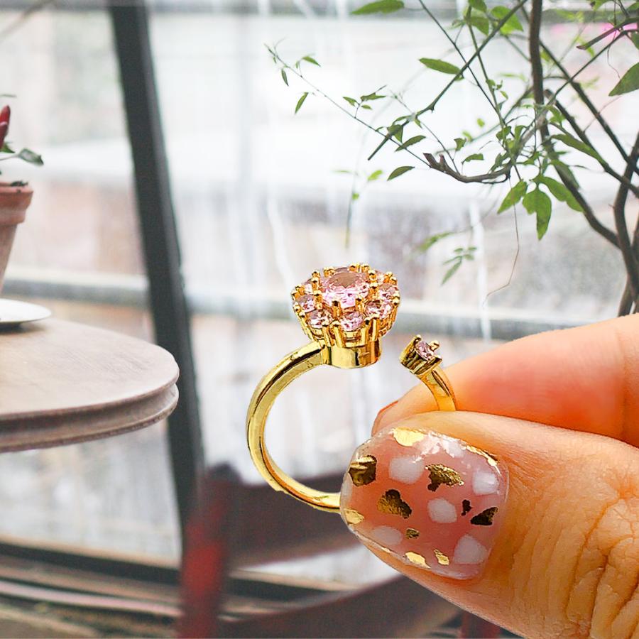 サイズ調整可 リング 指輪 フラワー オープンリング フリーサイズ ファッションリング アジャスタブルリング ラインストーン レディース メンズ |  | 01