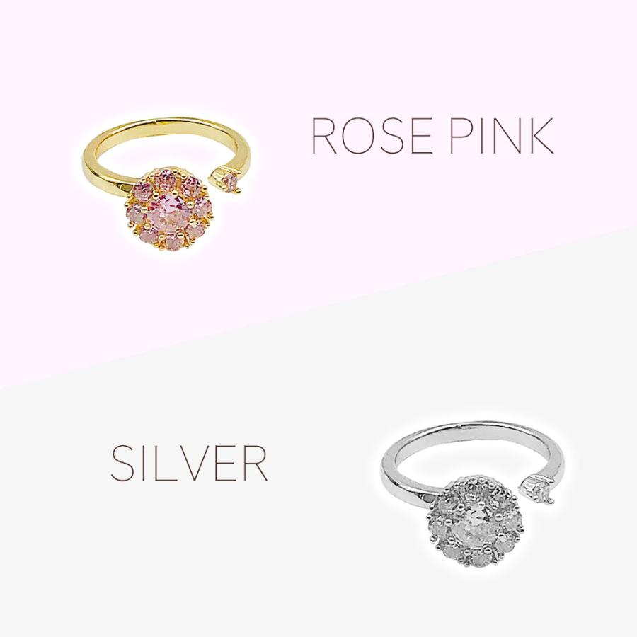 サイズ調整可 リング 指輪 フラワー オープンリング フリーサイズ ファッションリング アジャスタブルリング ラインストーン レディース メンズ |  | 03