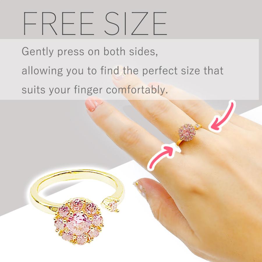 サイズ調整可 リング 指輪 フラワー オープンリング フリーサイズ ファッションリング アジャスタブルリング ラインストーン レディース メンズ |  | 04