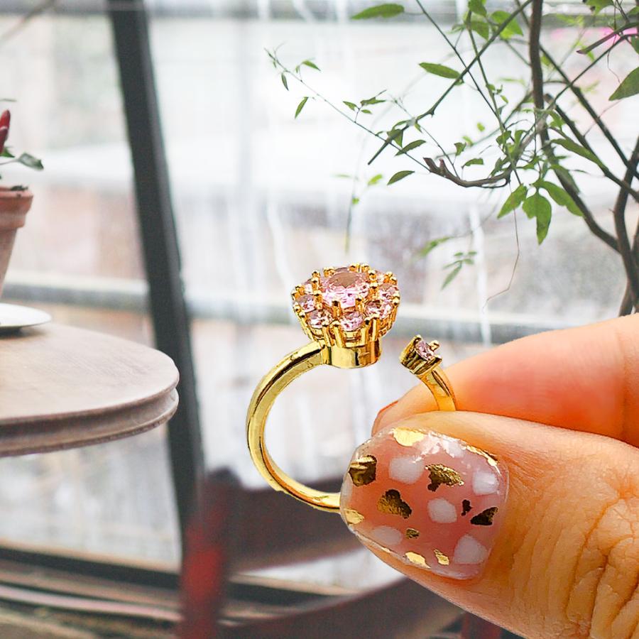 サイズ調整可 リング 指輪 フラワー オープンリング フリーサイズ ファッションリング アジャスタブルリング ラインストーン レディース メンズ |  | 08